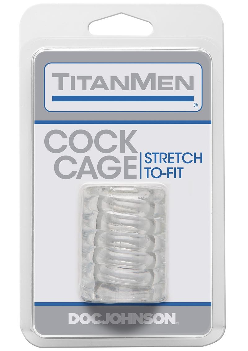 Load image into Gallery viewer, Titanmen Ribbed Stretch-To-Fit Cock Cage - Clear
