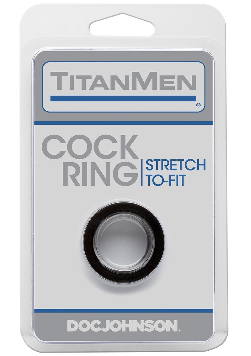 Load image into Gallery viewer, Titanmen Stretch-To-Fit Cock Ring - Black
