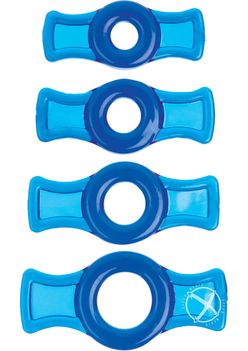 Load image into Gallery viewer, Titanmen Stretch-To-Fit Cock Rings - Blue - 4 Piece Kit
