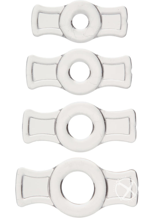 Titanmen Stretch-To-Fit Cock Rings - Clear - 4 Piece Kit