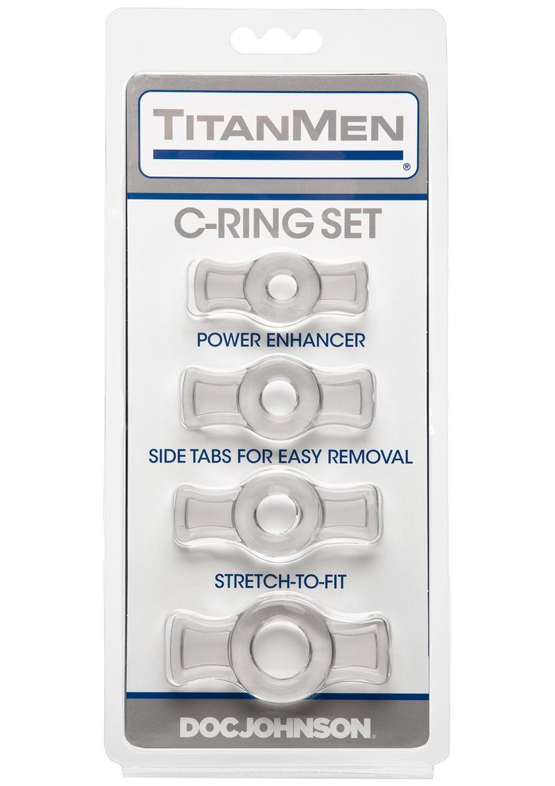 Load image into Gallery viewer, Titanmen Stretch-To-Fit Cock Rings - Clear - 4 Piece Kit
