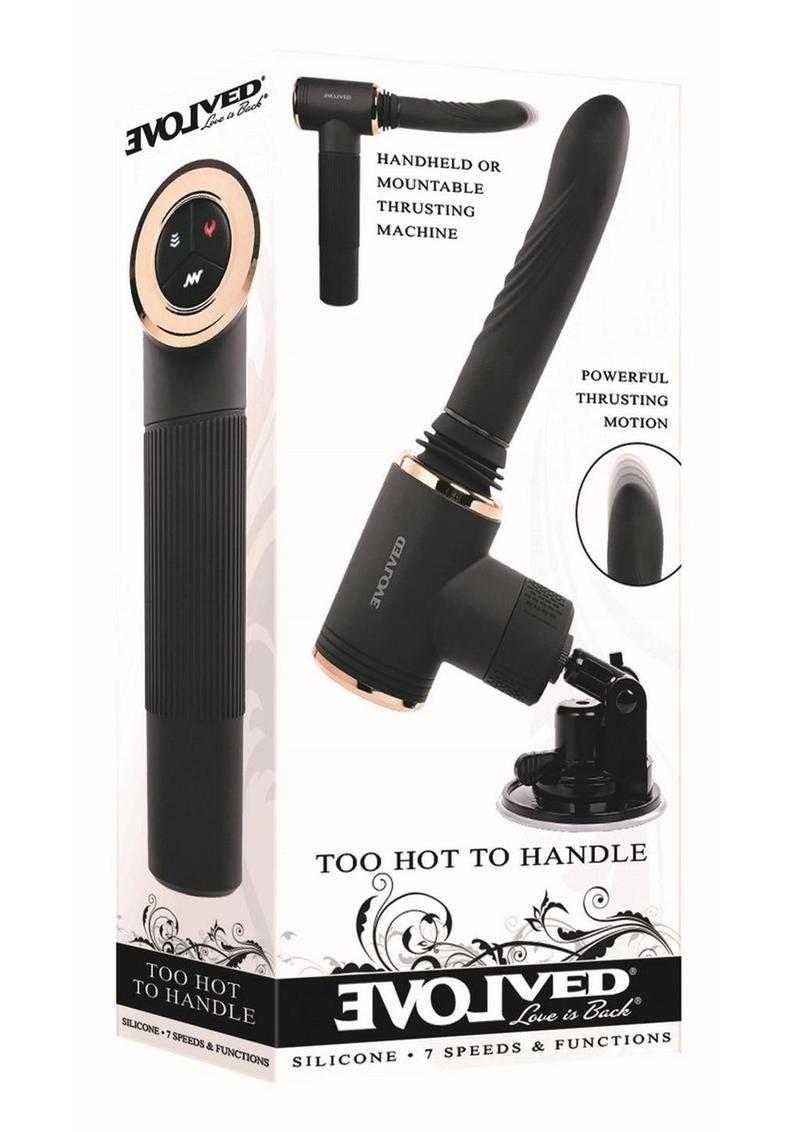 Load image into Gallery viewer, Too Hot to Handle Rechargeable Silicone Thrusting Vibrator with Suction Cup - Black/Rose Gold
