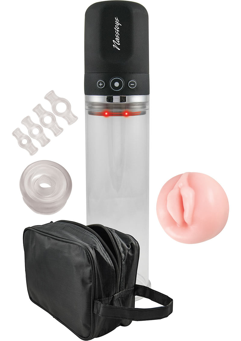 Load image into Gallery viewer, Travel Pump Compact Penis Pump Kit - Black/Clear
