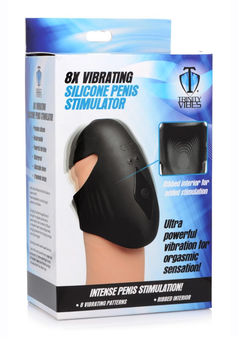 Load image into Gallery viewer, Trinity Men 8x Vibrating Silicone Rechargeable Penis Sleeve - Black
