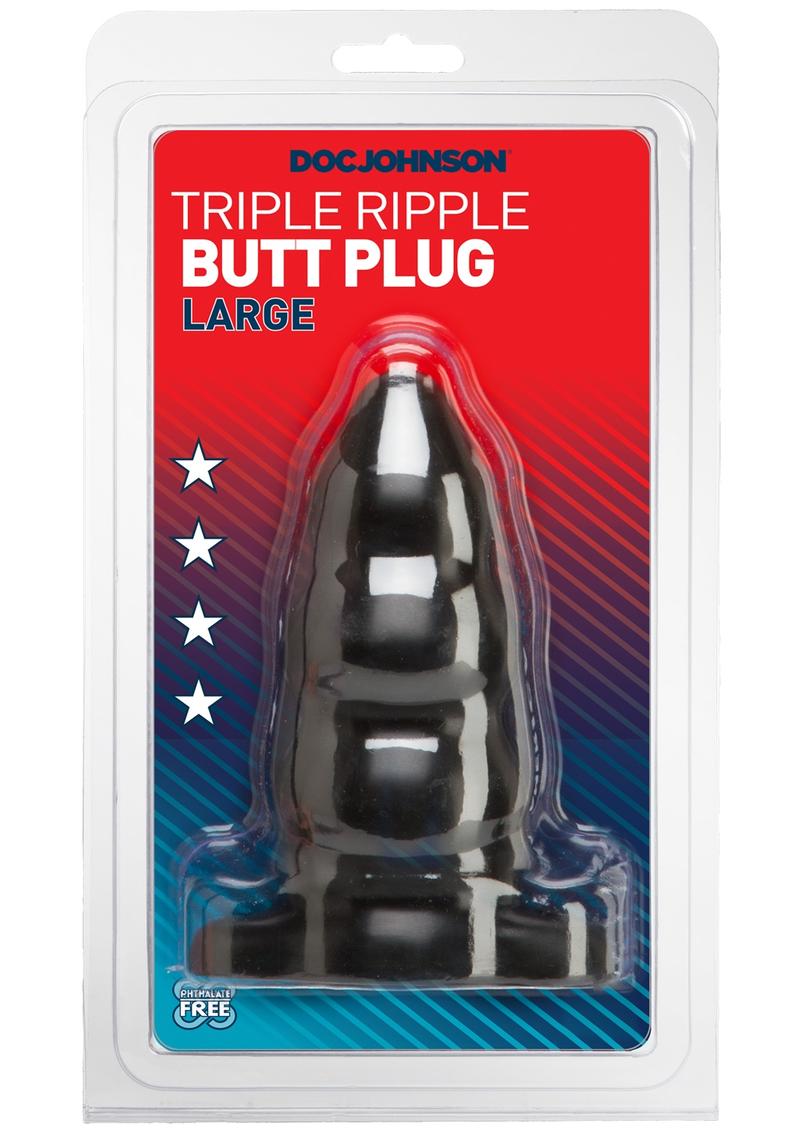 Load image into Gallery viewer, Triple Ripple Butt Plug - Black - Large
