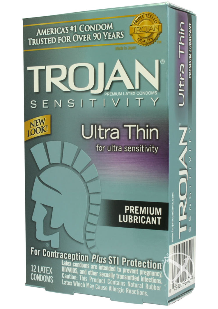 Trojan Condom Sensitivity Ultra Thin Lubricated - 12 Pack