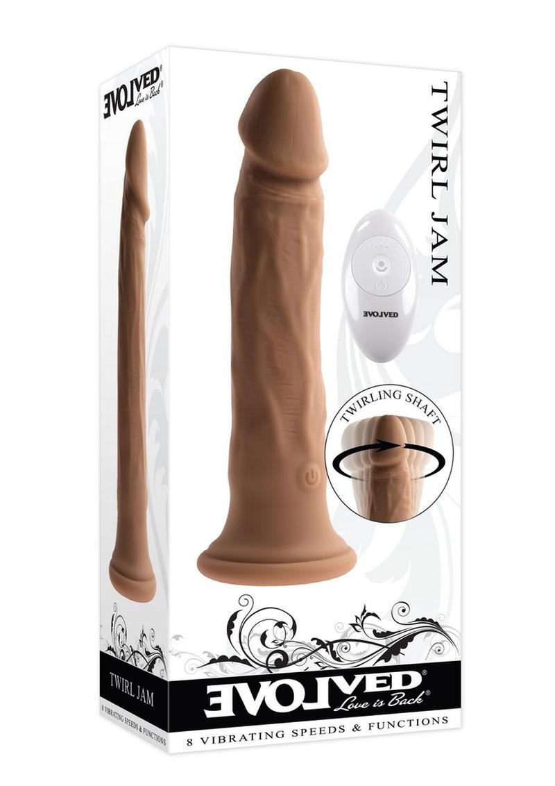 Load image into Gallery viewer, Twirl Jam Silicone Rechargeable Vibrating Dildo with Remote - Chocolate
