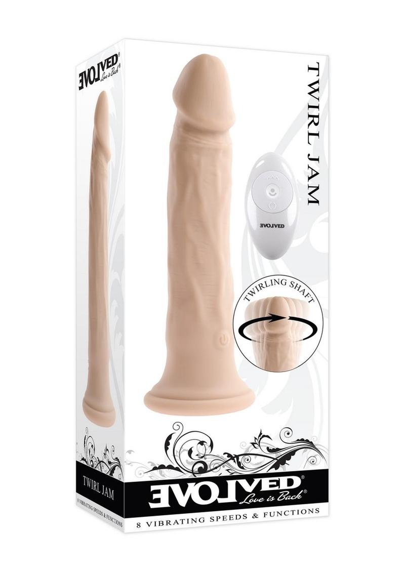 Load image into Gallery viewer, Twirl Jam Silicone Rechargeable Vibrating Dildo with Remote - Vanilla
