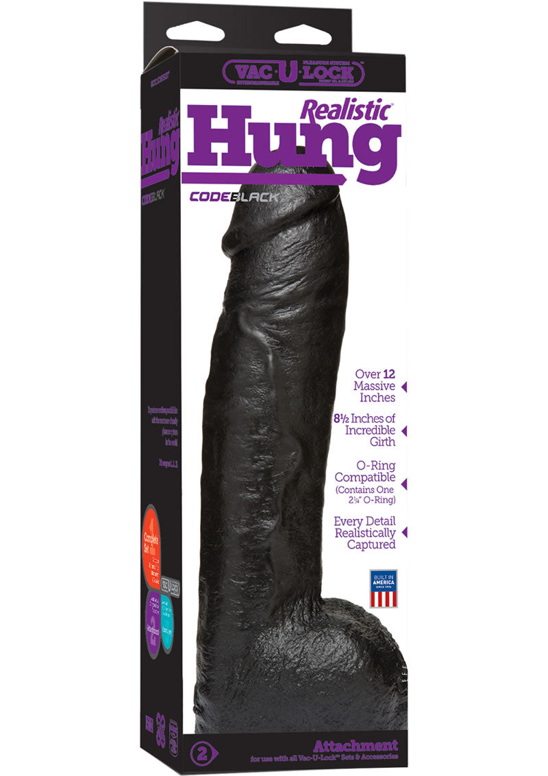 Load image into Gallery viewer, Vac-U-Lock Codeblack Realistic Hung Dildo - Black - 12in
