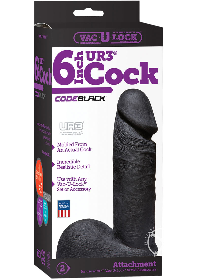 Load image into Gallery viewer, Vac-U-Lock Codeblack Ultraskyn Dildo - Black - 6in
