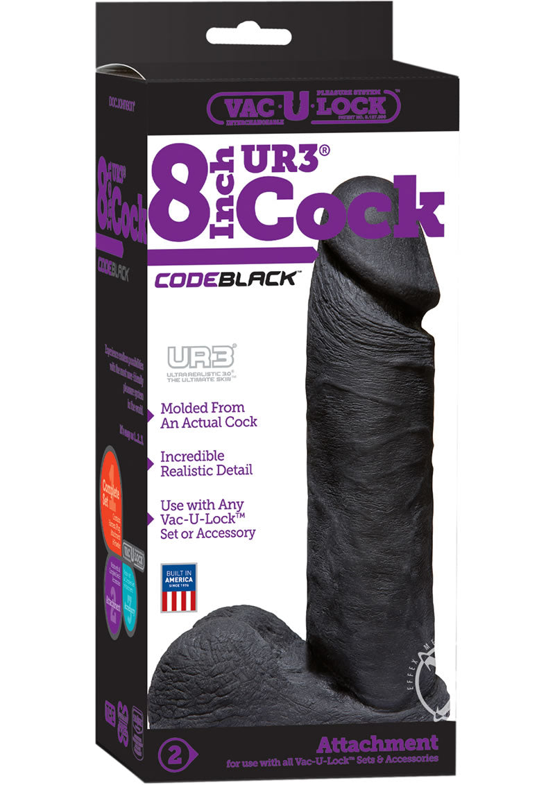 Load image into Gallery viewer, Vac-U-Lock Codeblack Ultraskyn Dildo - Black - 8in
