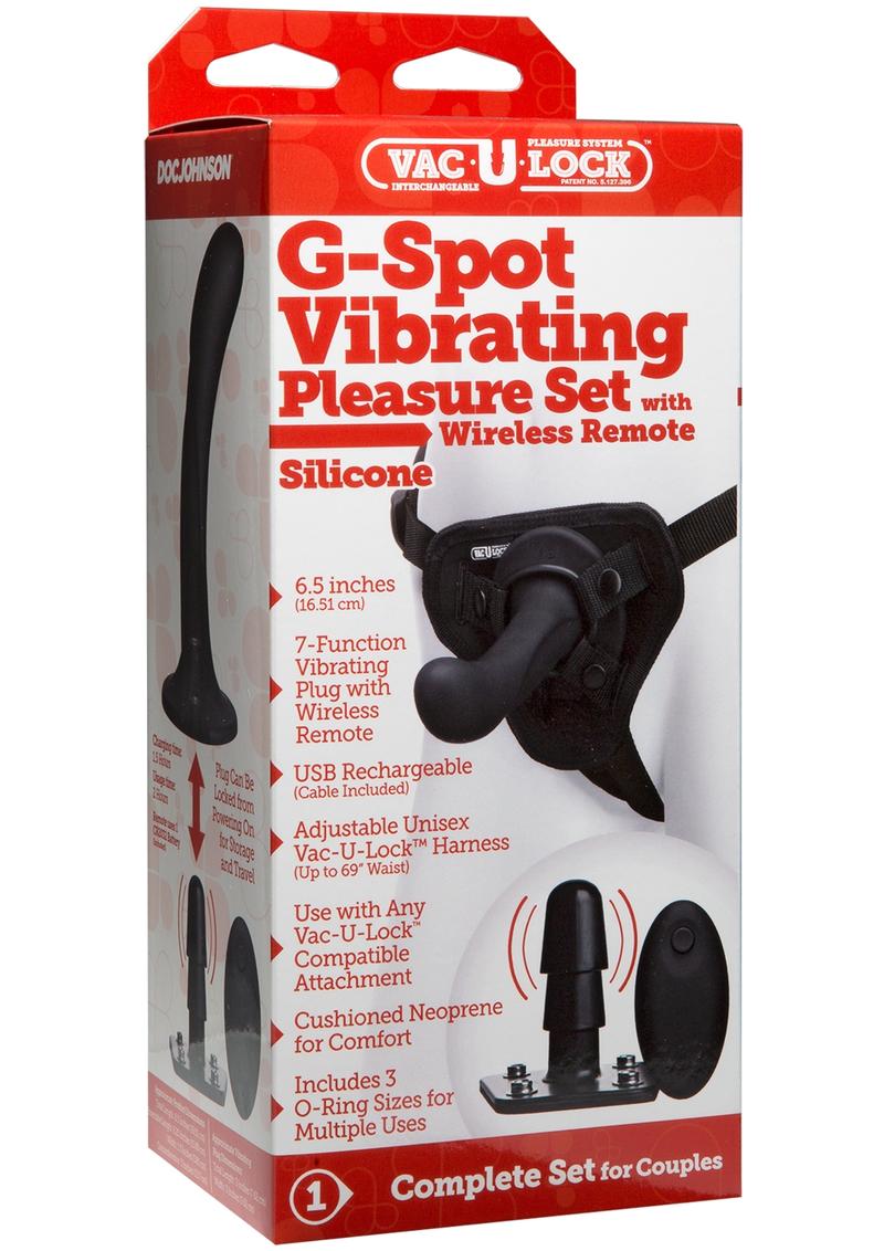 Load image into Gallery viewer, Vac-U-Lock G-Spot Vibrating Silicone Pleasure Set with Remote Control - Black
