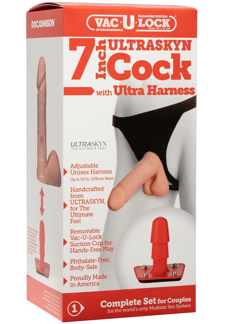 Load image into Gallery viewer, Vac-U-Lock Ultraskyn Cock with Ultra Harness - Vanilla - 7in
