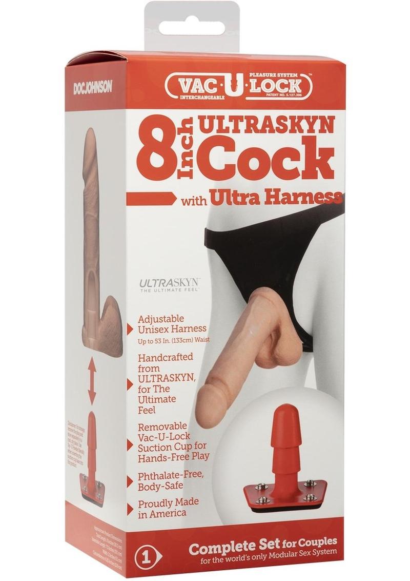 Load image into Gallery viewer, Vac-U-Lock Ultraskyn Cock with Ultra Harness - Vanilla - 8in
