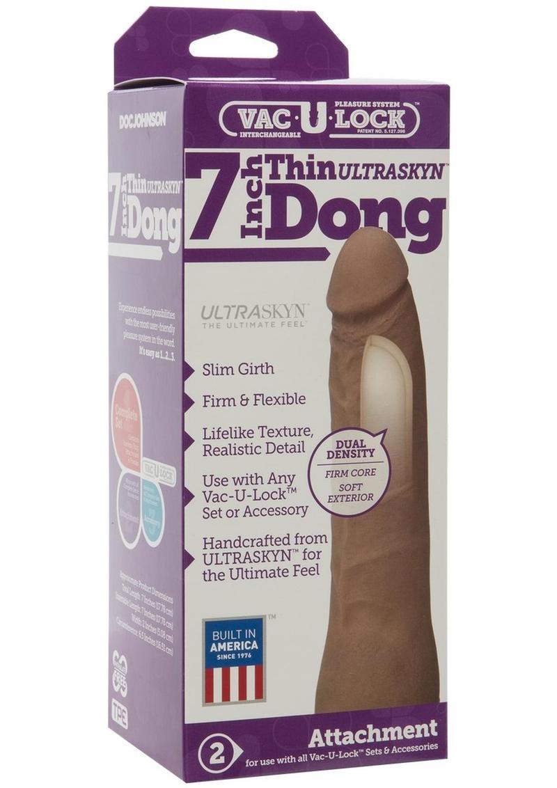 Load image into Gallery viewer, Vac-U-Lock Ultraskyn Thin Dildo - Brown/Caramel - 7in
