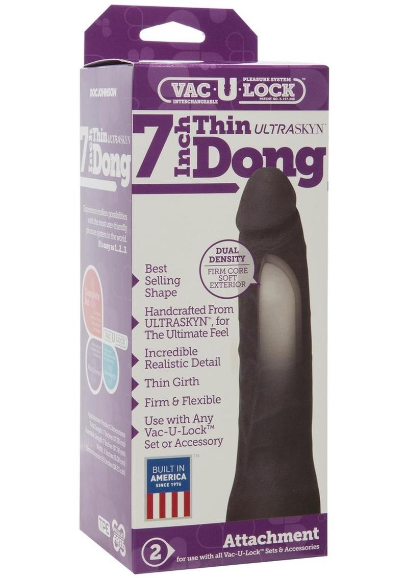 Load image into Gallery viewer, Vac-U-Lock Ultraskyn Thin Dildo - Black/Chocolate - 7in
