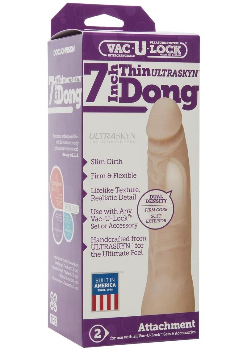 Load image into Gallery viewer, Vac-U-Lock Ultraskyn Thin Dildo - Vanilla/White - 7in
