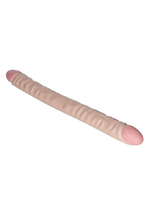 Vanilla Duo Veined Double Dildo - Ivory/Vanilla - 18in