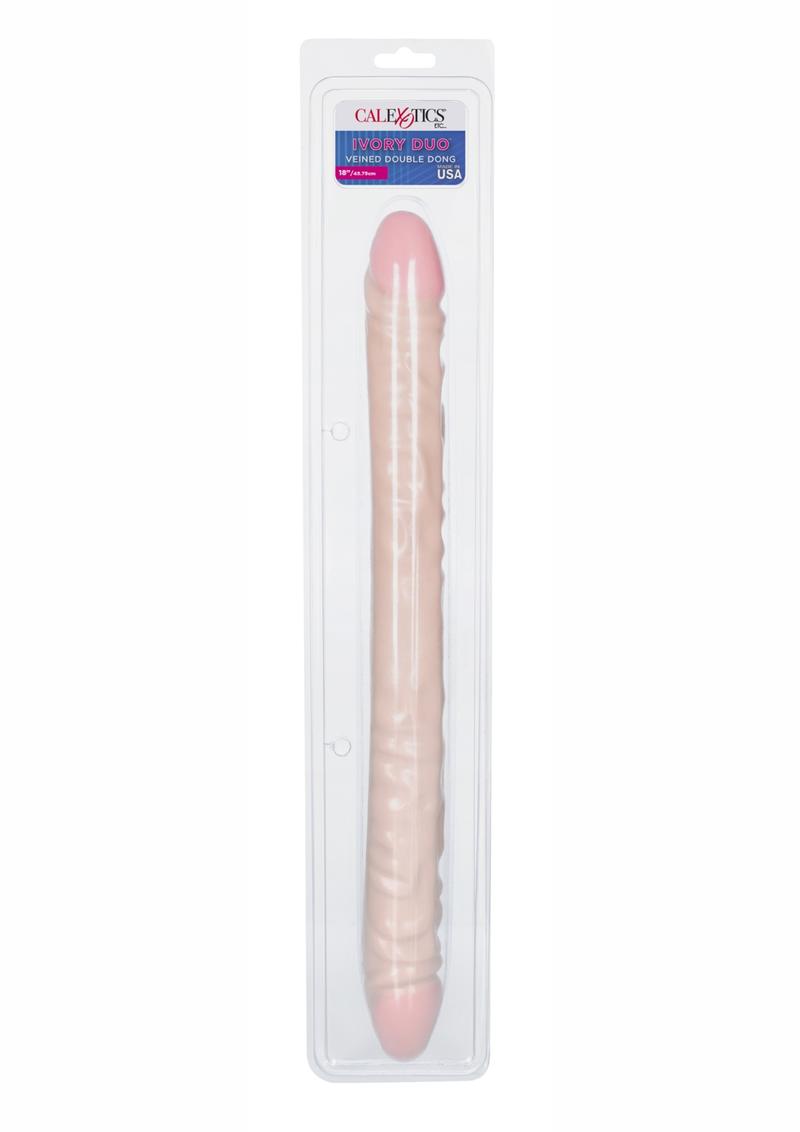 Load image into Gallery viewer, Vanilla Duo Veined Double Dildo - Ivory/Vanilla - 18in
