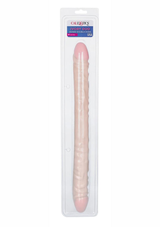 Vanilla Duo Veined Double Dildo - Ivory/Vanilla - 18in