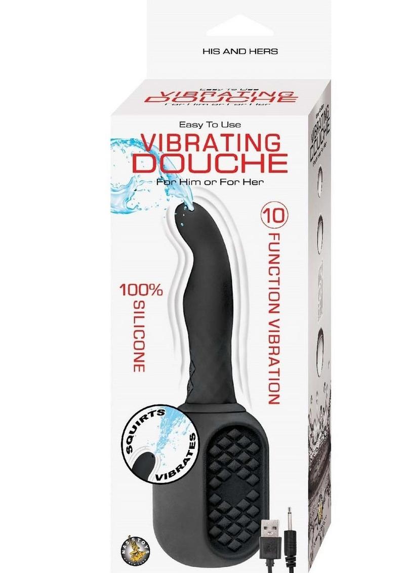 Load image into Gallery viewer, Vibrating Douche Rechargeable Silicone Anal Douche - Black
