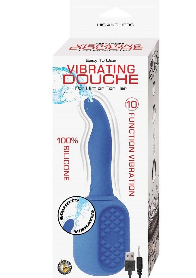 Load image into Gallery viewer, Vibrating Douche Rechargeable Silicone Anal Douche - Blue
