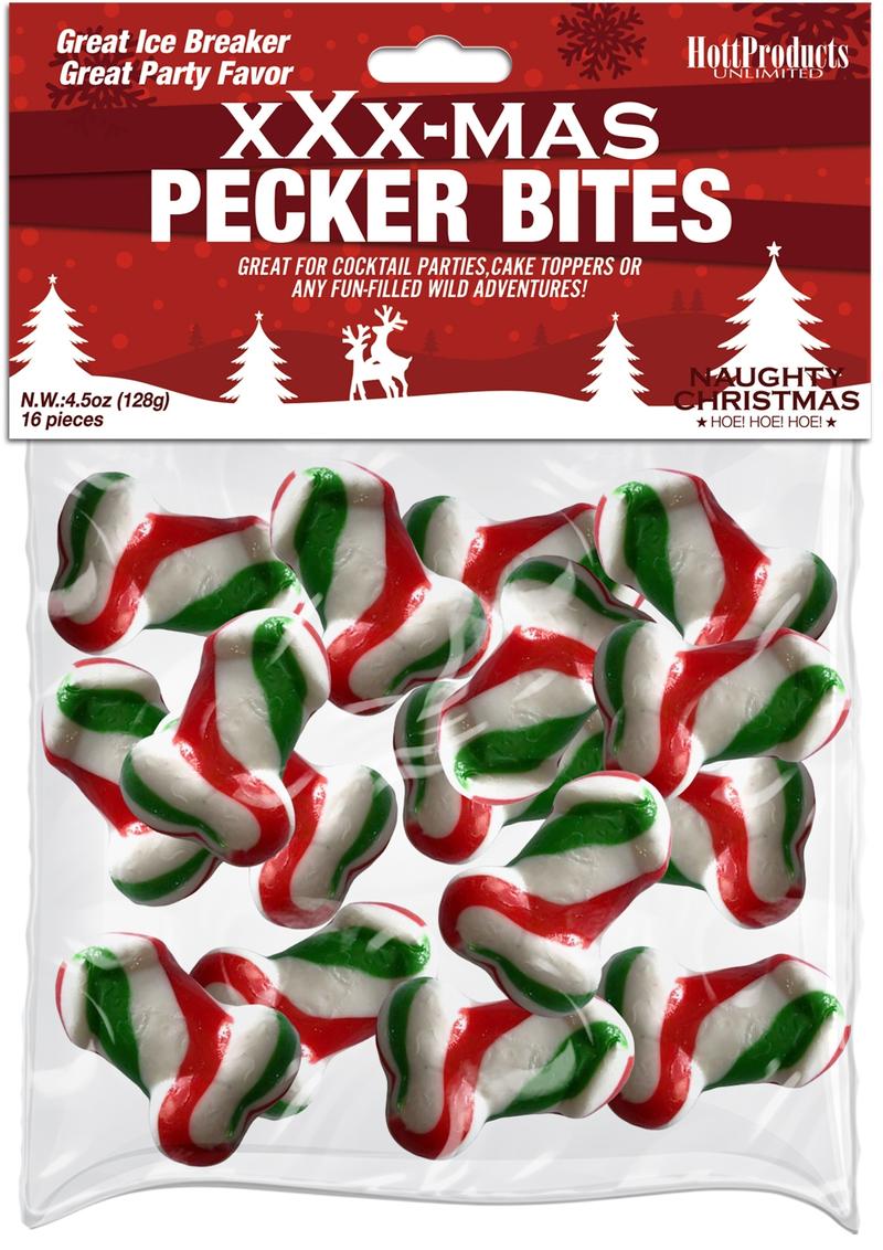 Load image into Gallery viewer, XXX-Mas Pecker Bites Candy - 16 Pieces Per Bag
