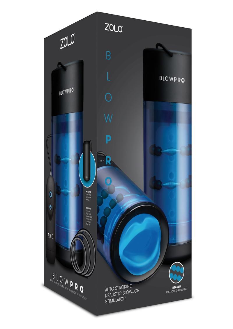 Load image into Gallery viewer, ZOLO Blowpro Vibrating Simulator Masturbator with Bullet - Black/Blue
