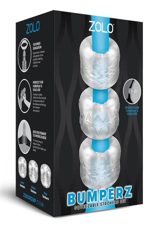 ZOLO Bumperz Strokers Masturbator - Clear - 3 Piece/Set