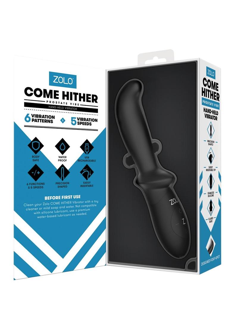 Load image into Gallery viewer, ZOLO Come Hither Prostate Silicone Rechargeable Anal Vibrator - Black
