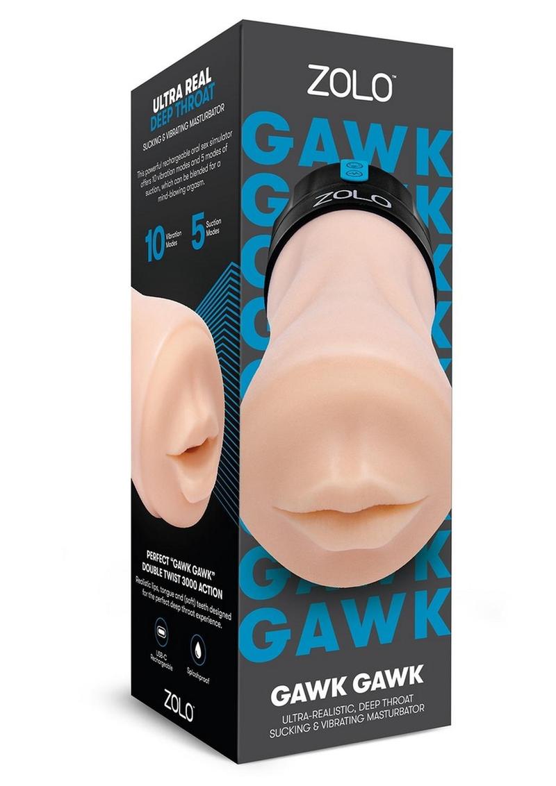 Load image into Gallery viewer, ZOLO Gawk Gawk Rechargeable Silicone Vibrating Deep Throat Blowbot Masturbator - Black/Vanilla
